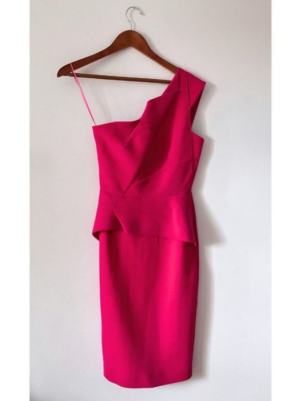 Roland Mouret Lyford One-Shoulder Midi Dress Magenta / Size 4 - Picture 4 of 12